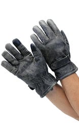 Vintage Gray Leather Gloves w/Wrist Strap #GA2053GY