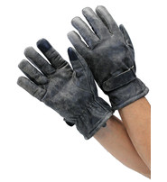 Vintage Gray Leather Gloves w/Wrist Strap #GA2053GY