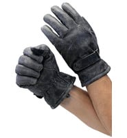 Vintage Gray Leather Gloves w/Wrist Strap #GA2053GY