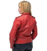 Women's Soft Red Lambskin Leather Motorcycle Jacket #L6061R