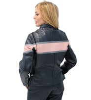 Jamin Leather Classic Scooter Leather Jacket w/Wide Pink Leather Stripe #L55722ZP