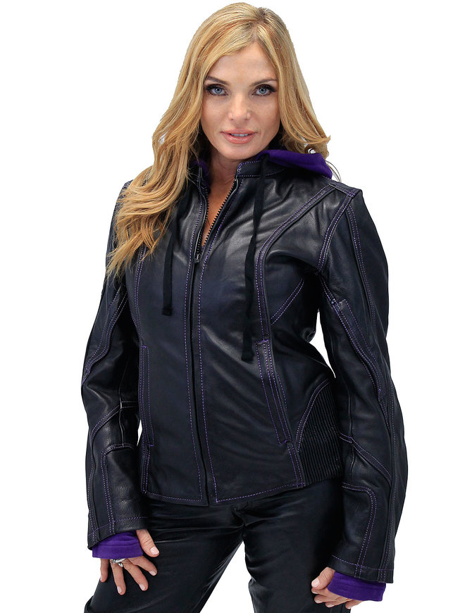 Unik Ultra Premium Purple Stitch Jacket w/Removable Hoodie #L695317HVP