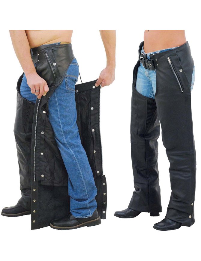 Jamin Leather Pocket Motorcycle Chaps w/Snap Out Quilted Lining - Special #C7130ZSP