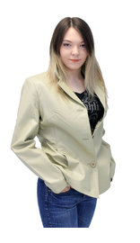 Sand Color Women's 3 Button Genuine Leather Coat #L32BTT (S-3X)