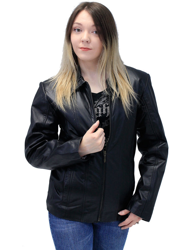 Lightweight Black Basic Cowhide Leather Jacket #L703K