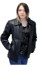 Lightweight Black Basic Cowhide Leather Jacket #L703K (S-M)