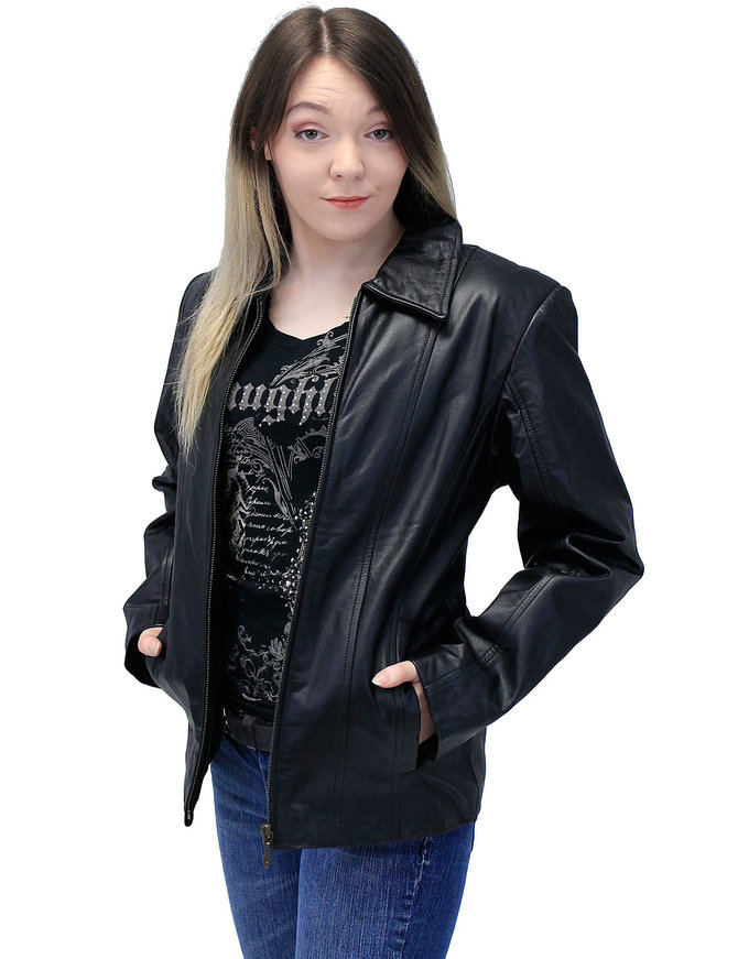 Lightweight Black Basic Cowhide Leather Jacket #L703K