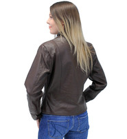 Cute Lightweight Brown Zip-Up Lambskin One Pocket Jacket #L9991N