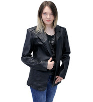 Jamin Leather® Single Button Black Premium Leather Blazer for Women #L1401510K