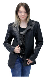 Jamin Leather® Single Button Black Premium Leather Blazer for Women #L1401510K