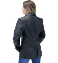 Jamin Leather® Single Button Black Premium Leather Blazer for Women #L1401510K