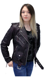 Unik Vintage Purple Leather Motorcycle Jacket #LA6832117P