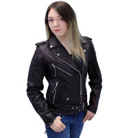 Unik Vintage Purple Leather Motorcycle Jacket #LA6832117P