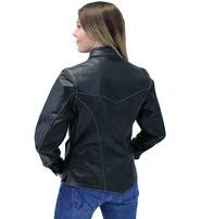 Jamin Leather® Women's Lightweight Ultra Premium Leather Shirt w/White Stitching #LS431GWK