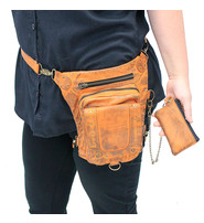 Black Leather Side Purse, Thigh Bag & Hip Clip Pouch #TB830K - Jamin Leather ®