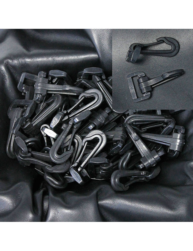 100 pcs 3/4'' Snap Clip Hook Black Plastic #ZHOOK3087K