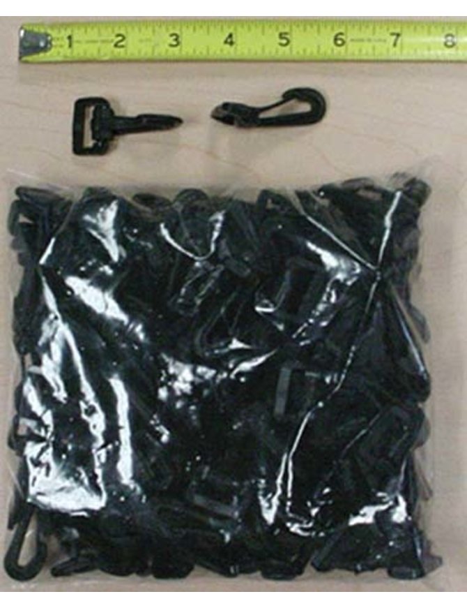 100 pcs 3/4'' Snap Clip Hook Black Plastic #ZHOOK3087K