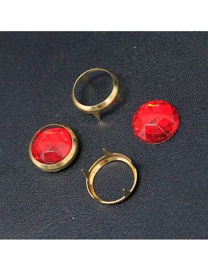 300 sets (1000 pcs) 18mm Red Crystal & Gold Ring Clothes Studs #ZR9382G