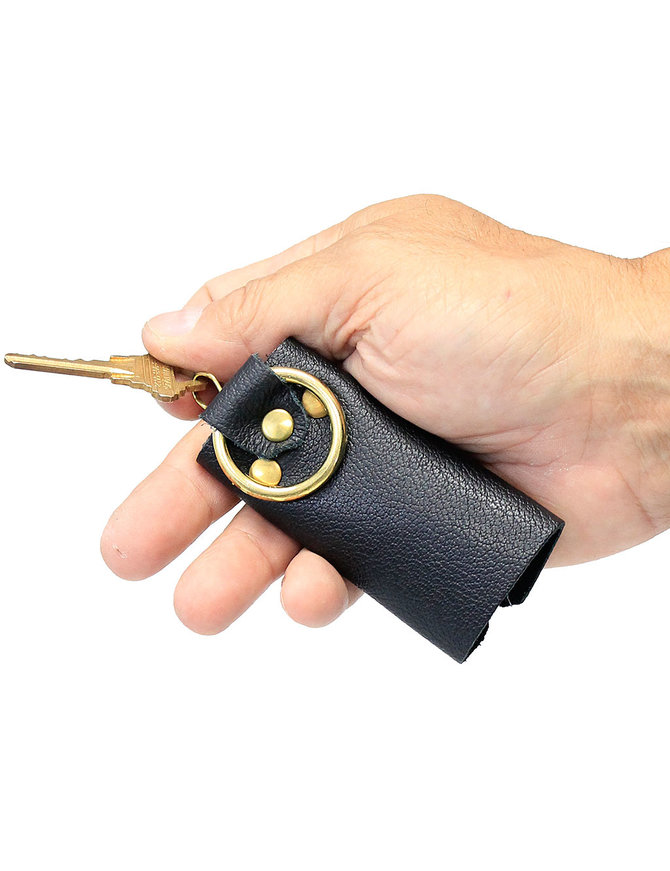 Jamin Leather® 4 Key Leather Key Case with Finger Ring #AC22040GR