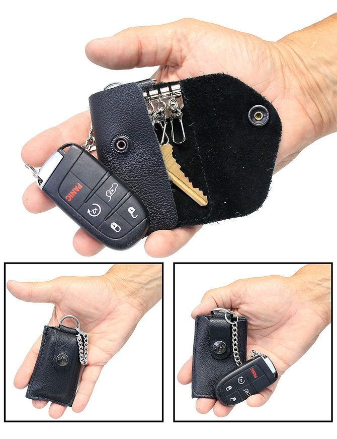 Jamin Leather® Leather Key Fob Snap Key Case #AC22051DK