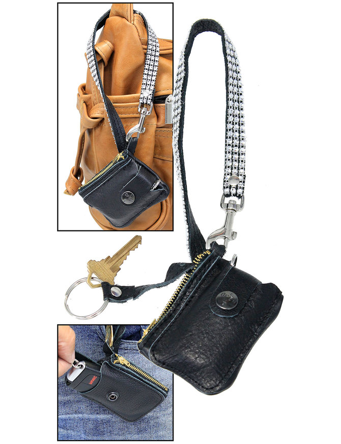 Jamin Leather® Leather Key Fob Case w/Crystal Wrist Strap #AC22063XZC