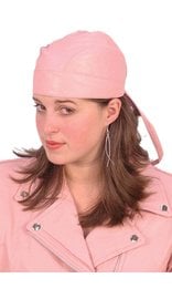 Pink Leather Skull Cap Dew Rag #BA1335P