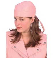 Pink Leather Skull Cap Dew Rag #BA1335P