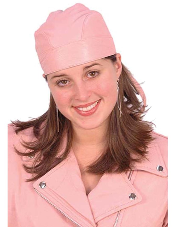 Pink Leather Skull Cap Dew Rag #BA1335P