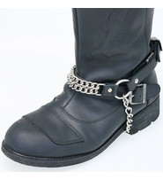 Boot Straps W Chain Buckle Buffalo Leather Biker Western PAIR