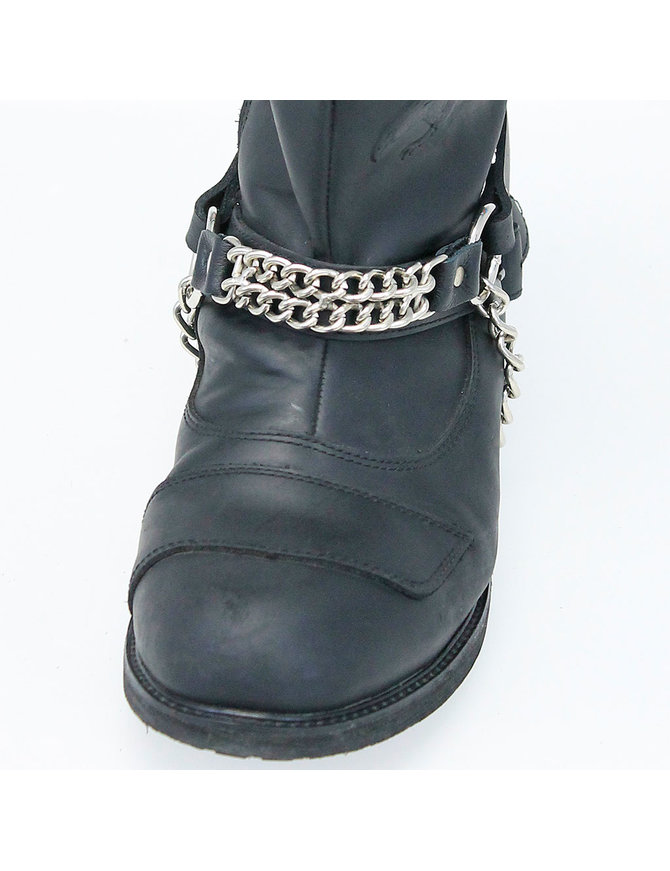 Boot Straps W Chain Buckle Buffalo Leather Biker Western PAIR