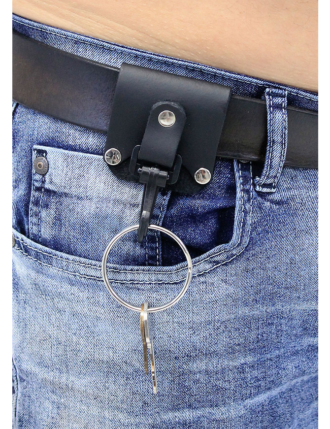 Jamin Leather® Wide Leather 2" Key Ring Belt Holder #KC2203WK