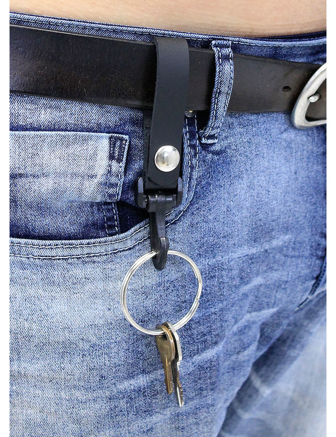 Jamin Leather® Leather Belt Snap Key Clip with 2" Key Ring #KC22020K