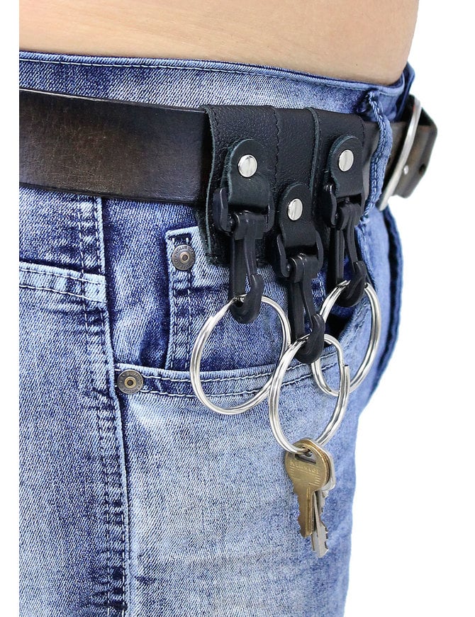 Jamin Leather® Triple Leather Belt Key Clips with 2" Key Rings #KC22033XK