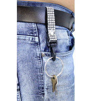 Jamin Leather Crystal Leather Belt snap Key Clip w/2" Ring #KC22072CR