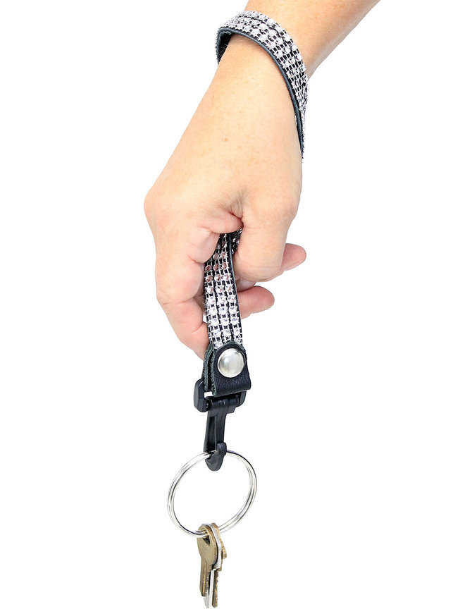 Jamin Leather® Crystal Leather Wrist Strap 2" Key Ring & Snap #KC22073XCR