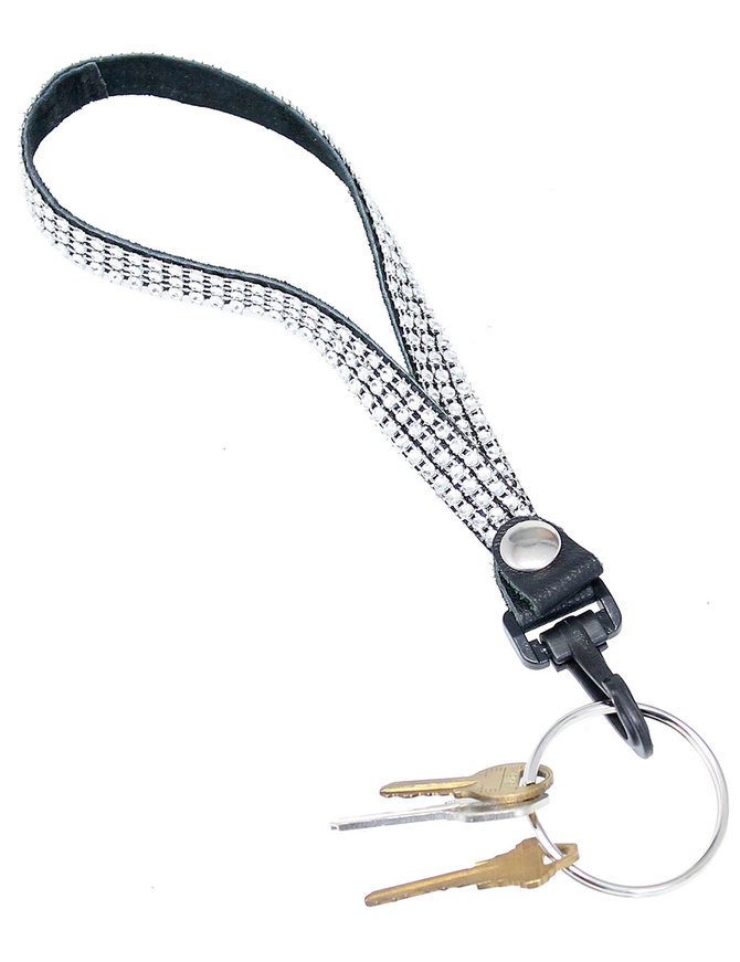 Jamin Leather® Crystal Leather Wrist Strap 2" Key Ring & Snap #KC22073XCR