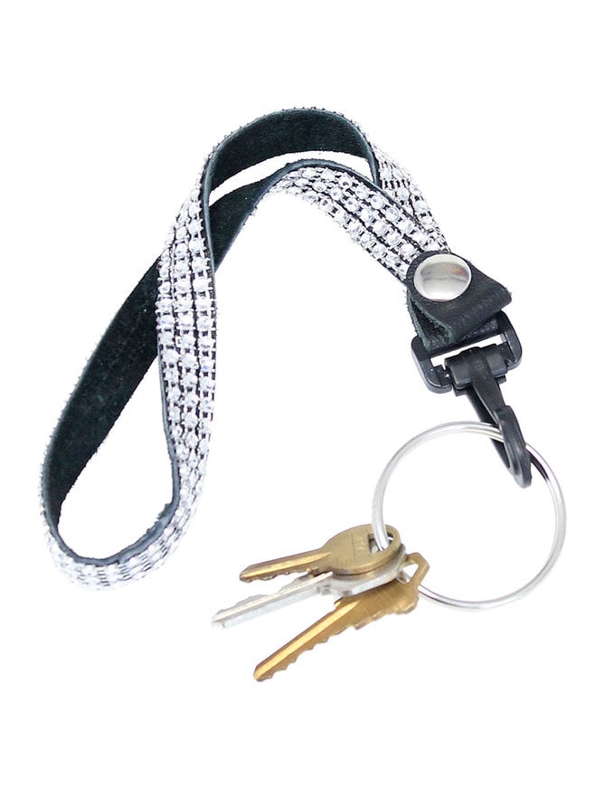 Jamin Leather® Crystal Leather Wrist Strap 2" Key Ring & Snap #KC22073XCR