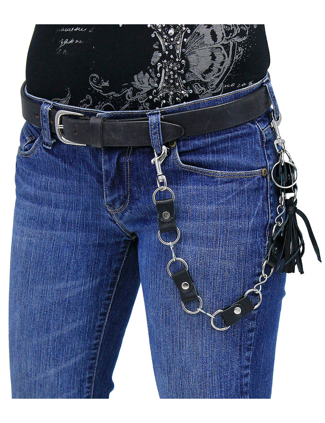 Jamin Leather® Leather & D-Rings Wallet Chain w/Tassel #KK2201DDT