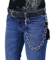 Jamin Leather Leather & Box Ring Wallet Chain w/Tassels #KK2202XSXT