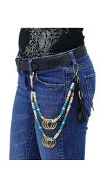 Jamin Leather® Custom Beaded Double Wallet Chain w/Rings #KK22313R-A