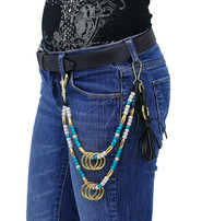 Jamin Leather® Custom Beaded Double Wallet Chain w/Rings #KK22313R-A