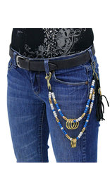 Jamin Leather® Custom Beaded Double Wallet Chain w/Rings #KK22313R-B