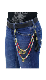 Jamin Leather® Custom Beaded Double Wallet Chain w/Rings #KK22313R-C