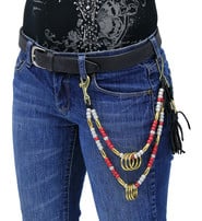 Jamin Leather Custom Beaded Double Wallet Chain w/Rings #KK22313R-C