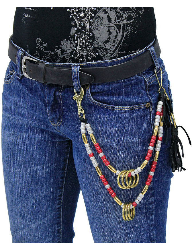 Jamin Leather® Custom Beaded Double Wallet Chain w/Rings #KK22313R-C