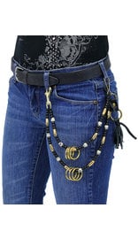 Jamin Leather® Custom Beaded Double Wallet Chain w/Rings #KK22313R-D