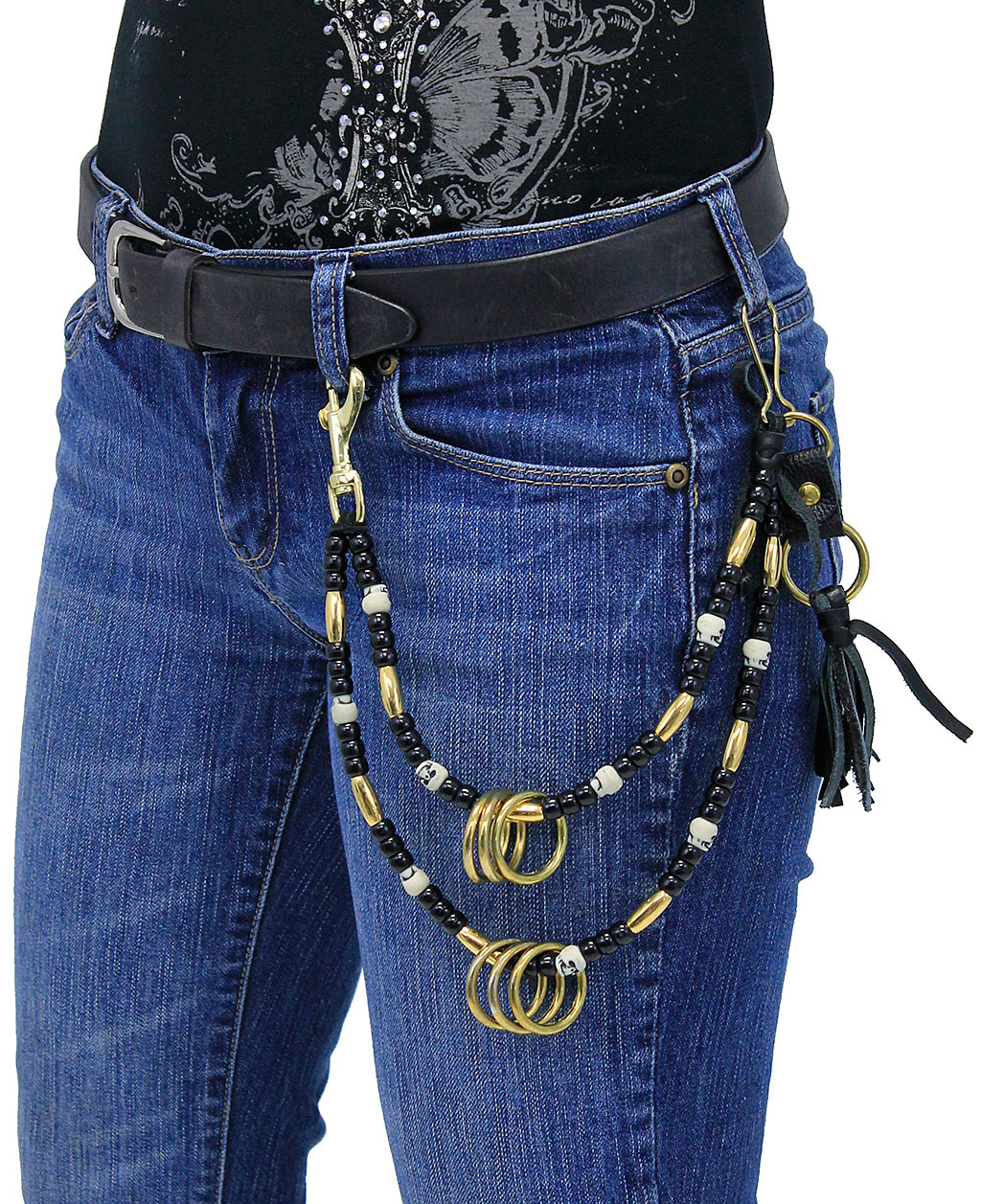 Custom Beaded Double Wallet Chain w/Rings #KK22313R-D