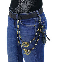 Jamin Leather® Custom Beaded Double Wallet Chain w/Rings #KK22313R-D