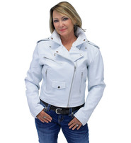 Jamin Leather® Women's White Lambskin Lightweight Motorcycle Jacket #L22839QW