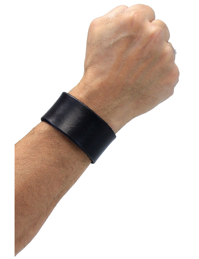 Jamin Leather® Handmade Black Heavy Leather Wristband #WB1979K